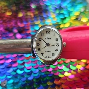 Vintage Watch Ring Collezio Stretch Silver Quartz Women Men GREAT SHAPE